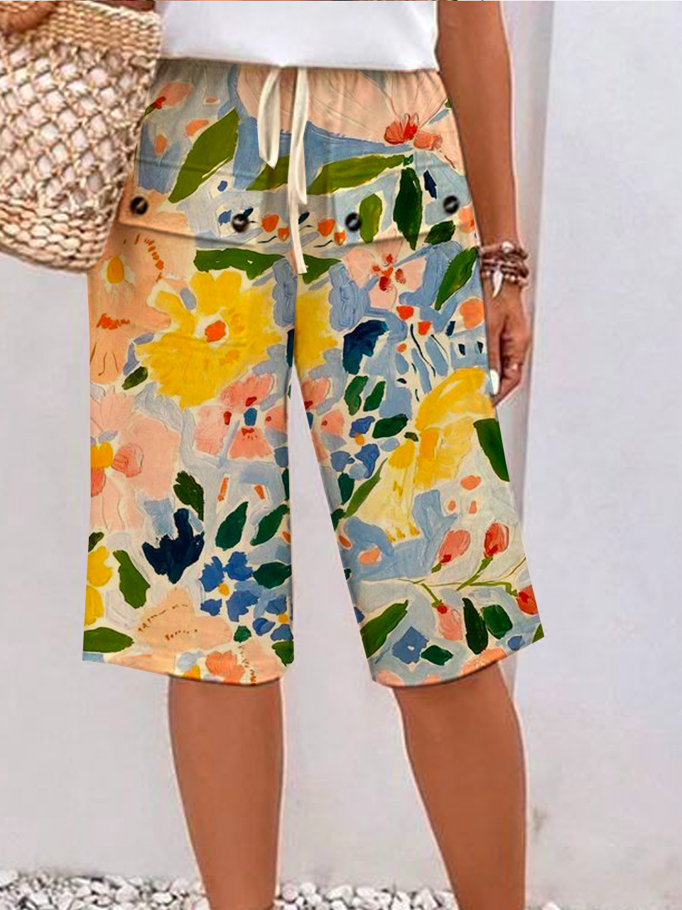 Casual Floral Fifth Pants Pant