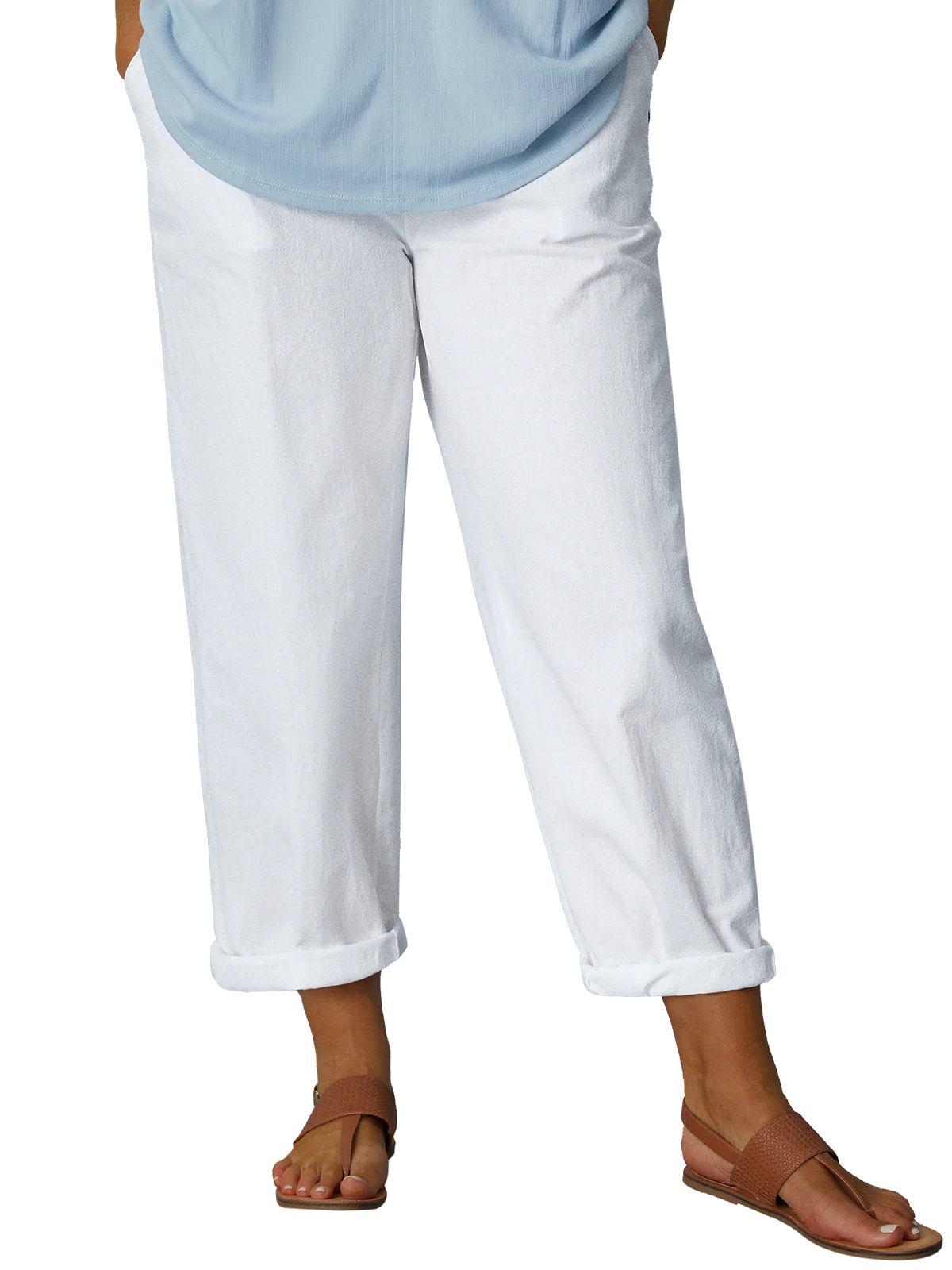 Plus Size Plain Casual Loose Cotton Pants