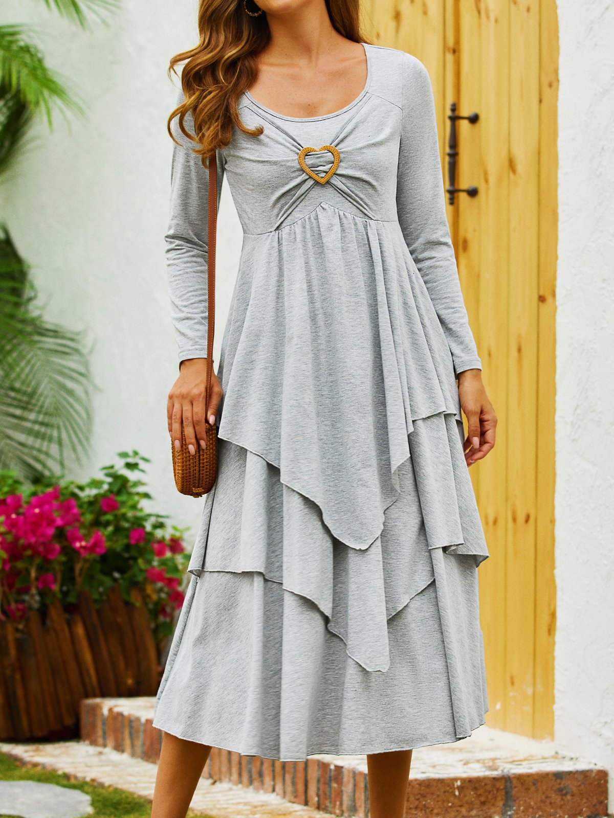 Casual Jersey Grommets Loose Dress