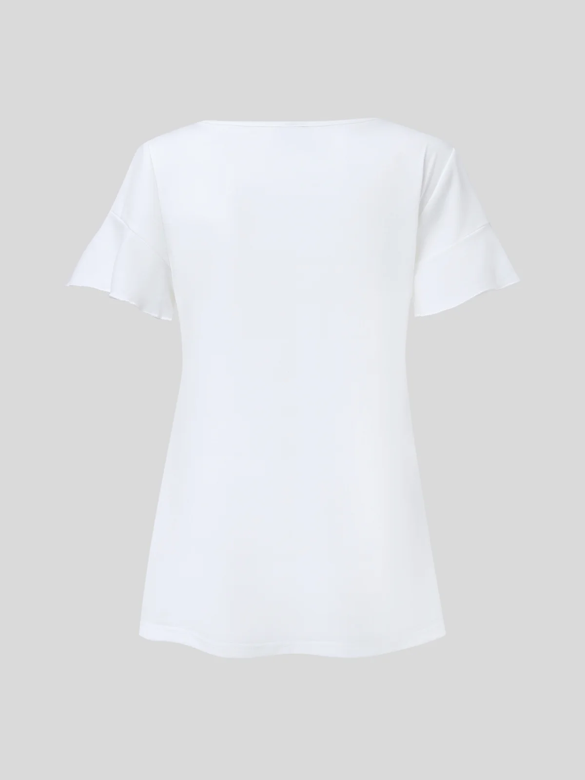 Casual Plain V Neck Shor Sleeve T-Shirt