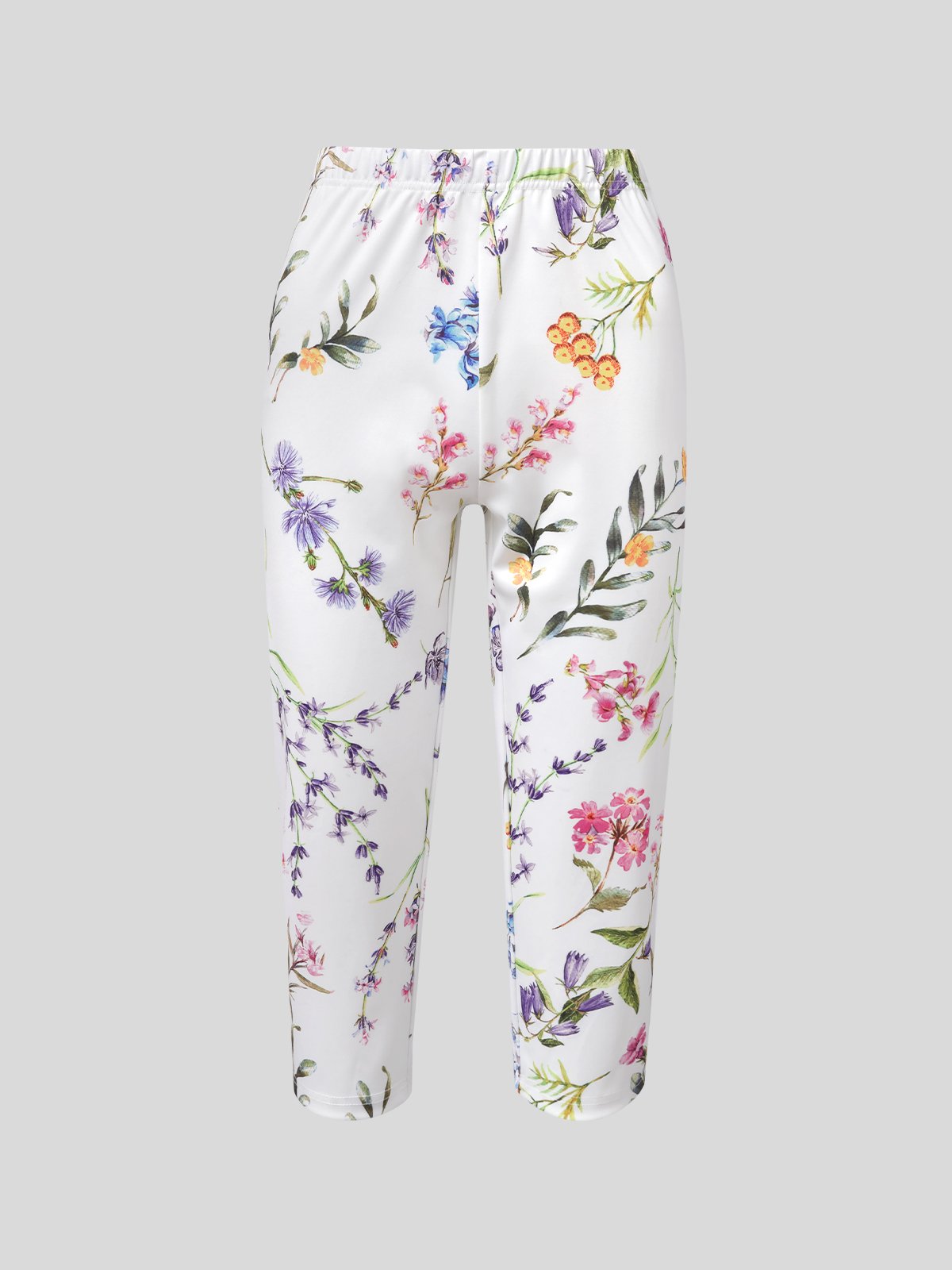 Casual Floral Print Capri Legging