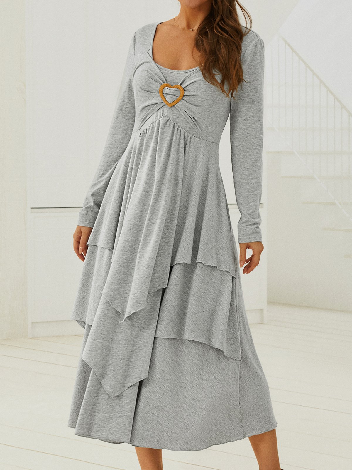 Casual Jersey Grommets Loose Dress