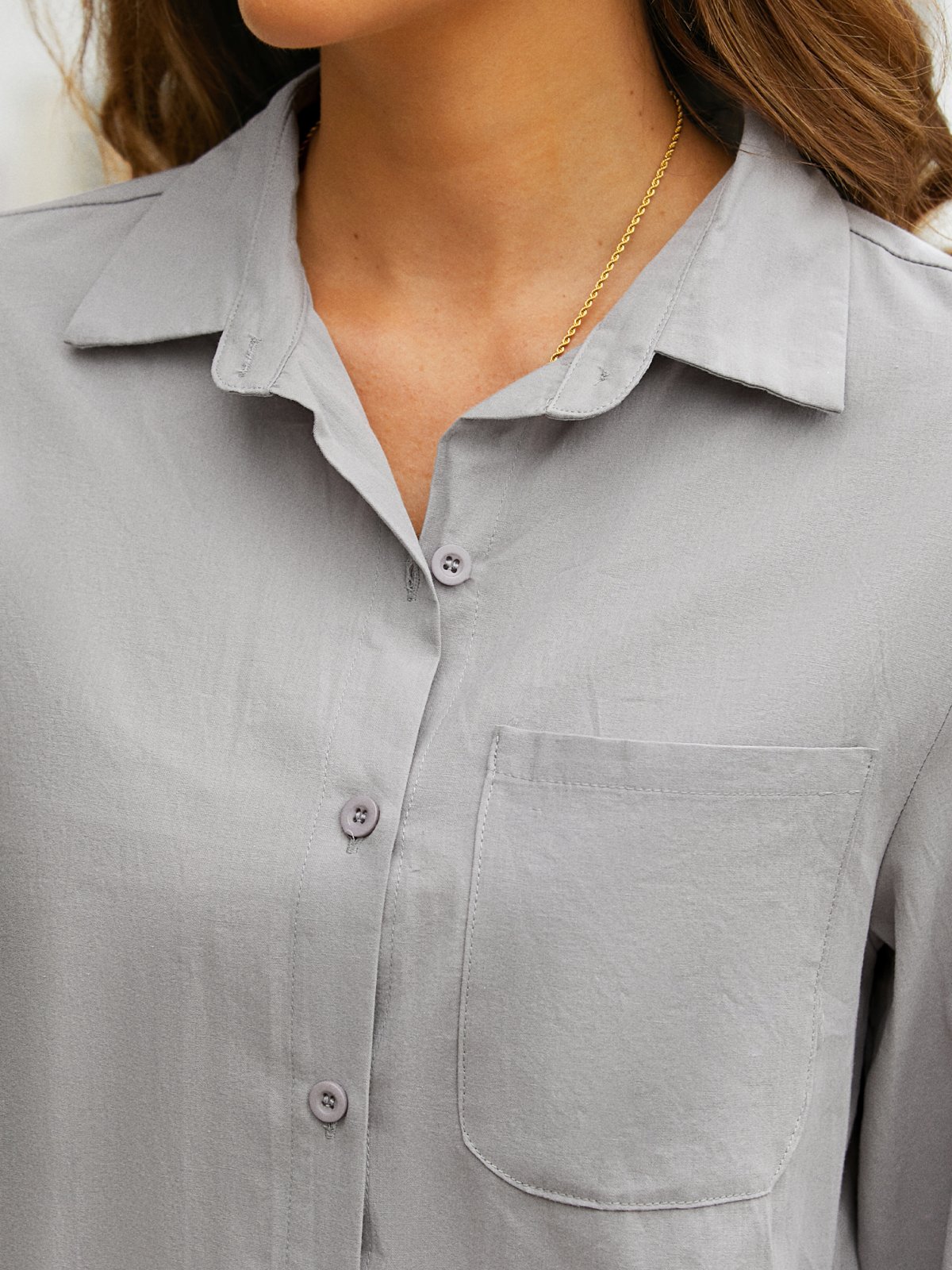 Loose Pockets Casual Cotton Blouse