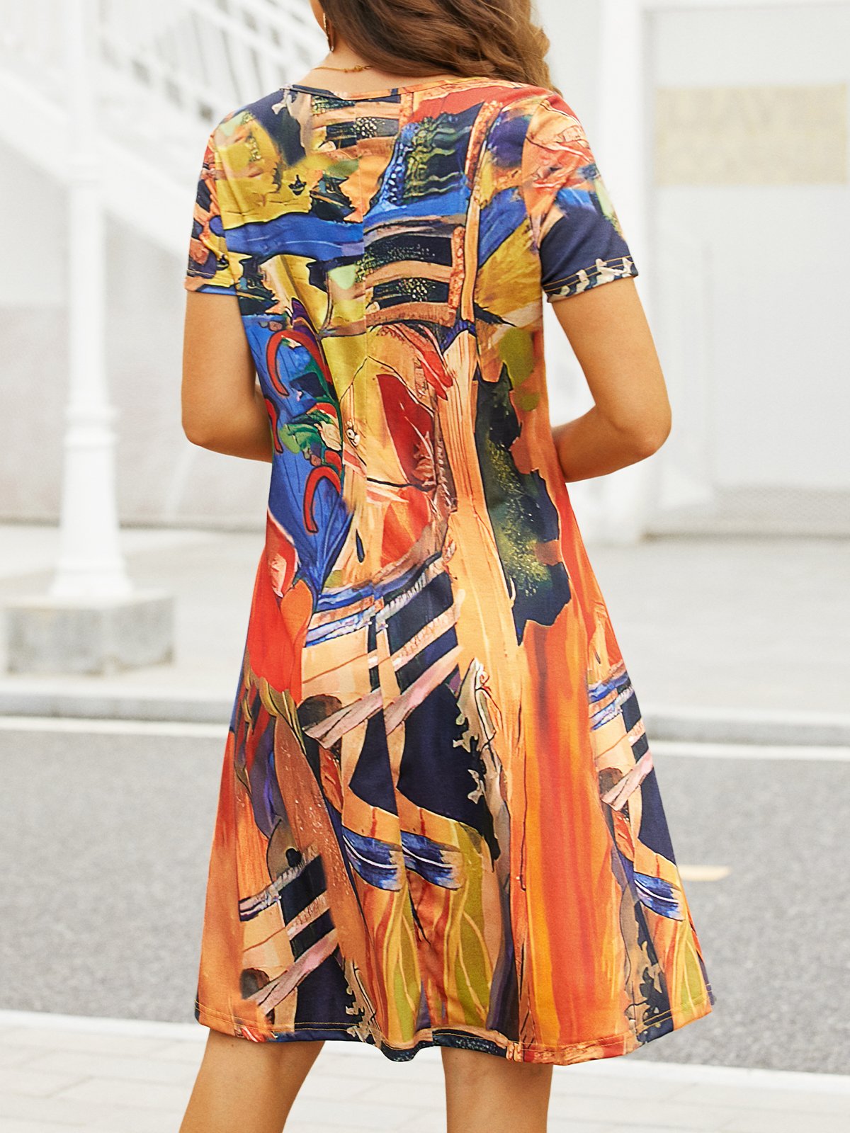 Boho Printed V Neck Floral Weaving Dress