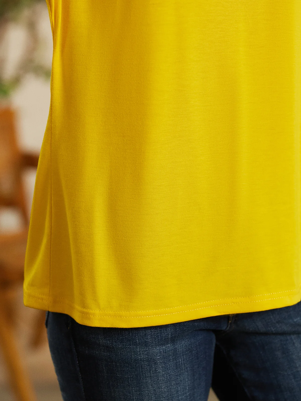 Women Plain Casual Jersey Pullover Standard Long sleeve Regular T-shirt