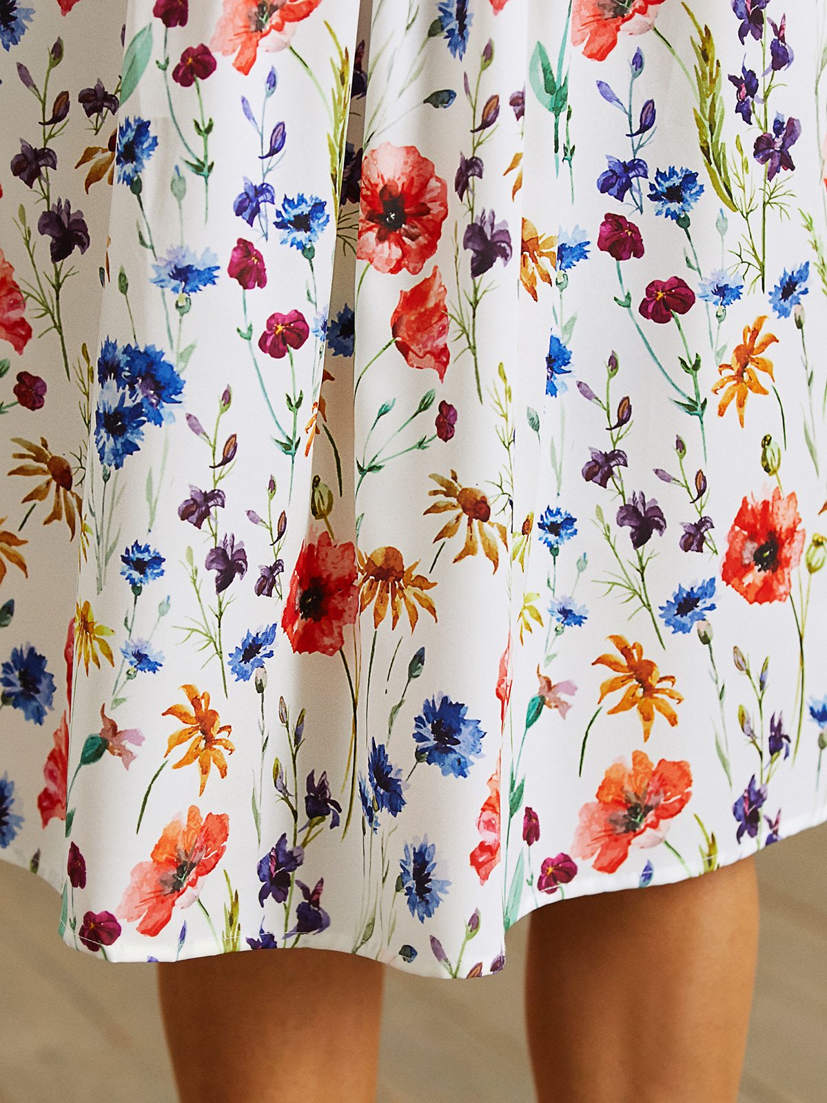 Floral Loosen Casual Short Sleeve Woven Dress