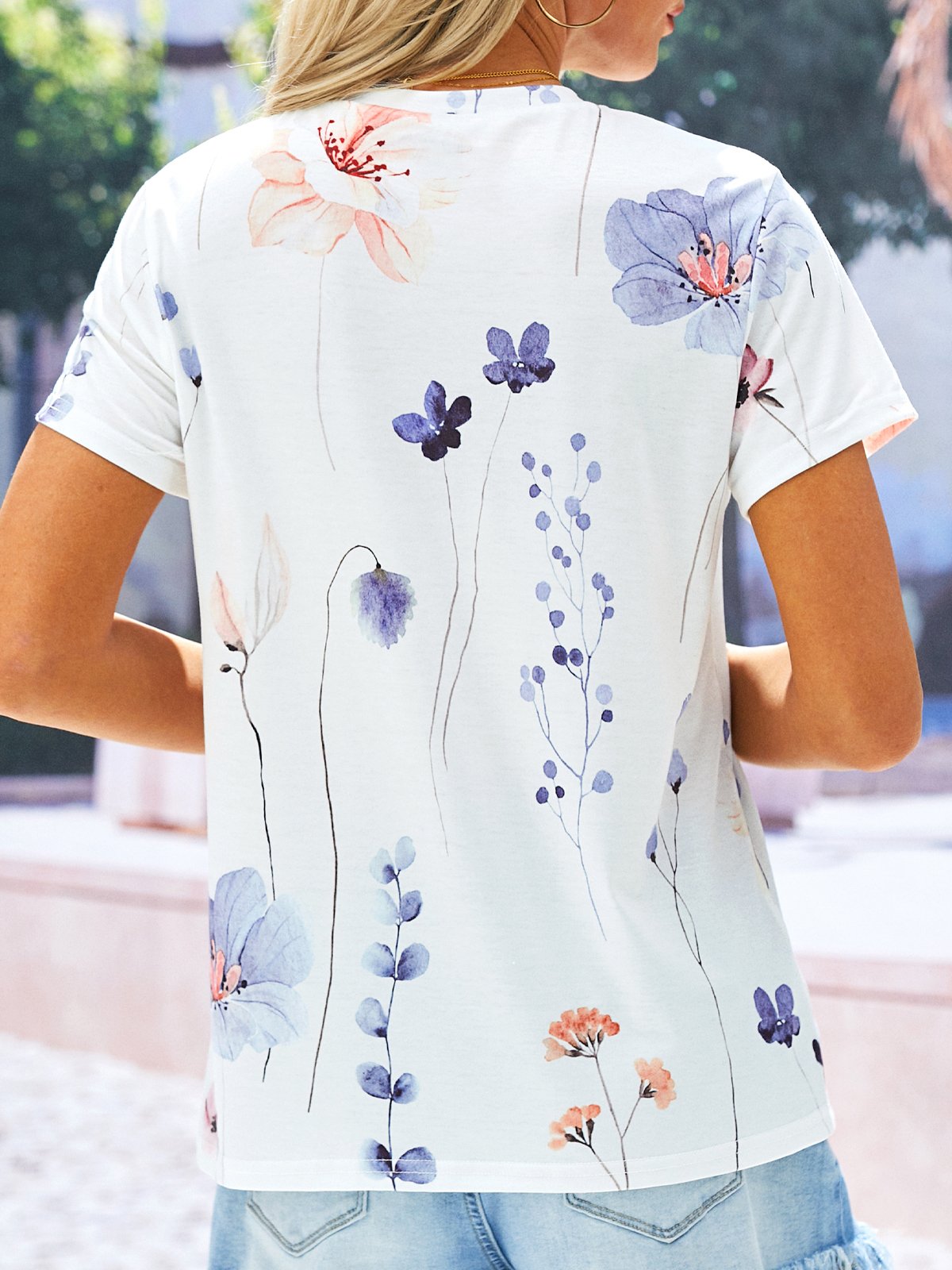 Jersey Loose Floral Casual T-Shirt