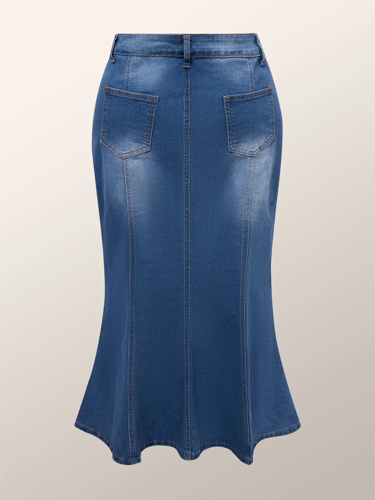 Regular Fit Denim Plain Elegant Denim Skirt