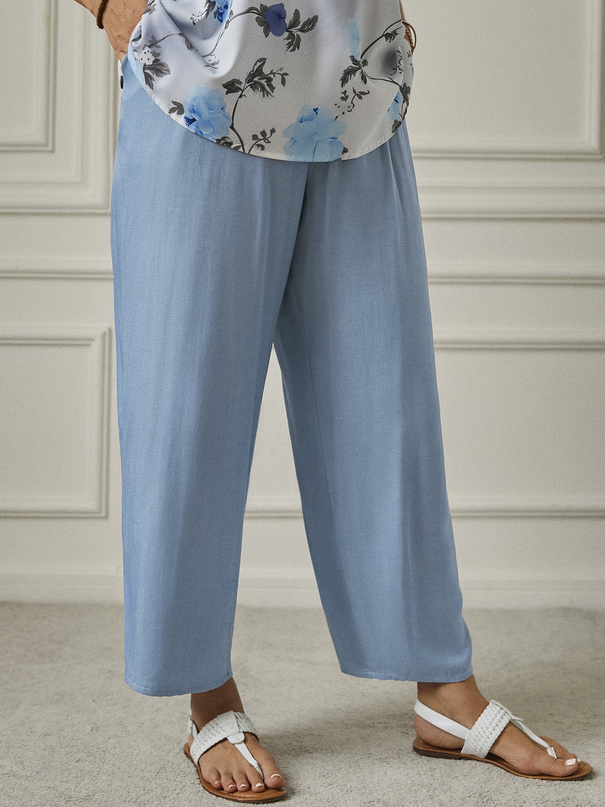 Plus Size Loose Casual Plain Pants