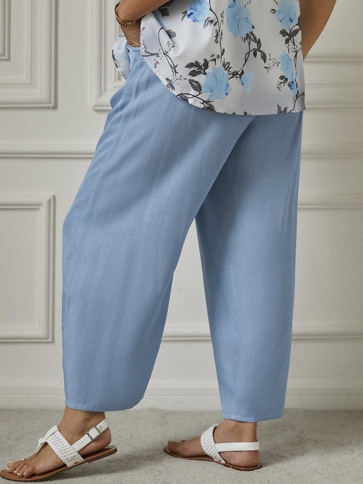 Plus Size Loose Casual Plain Pants