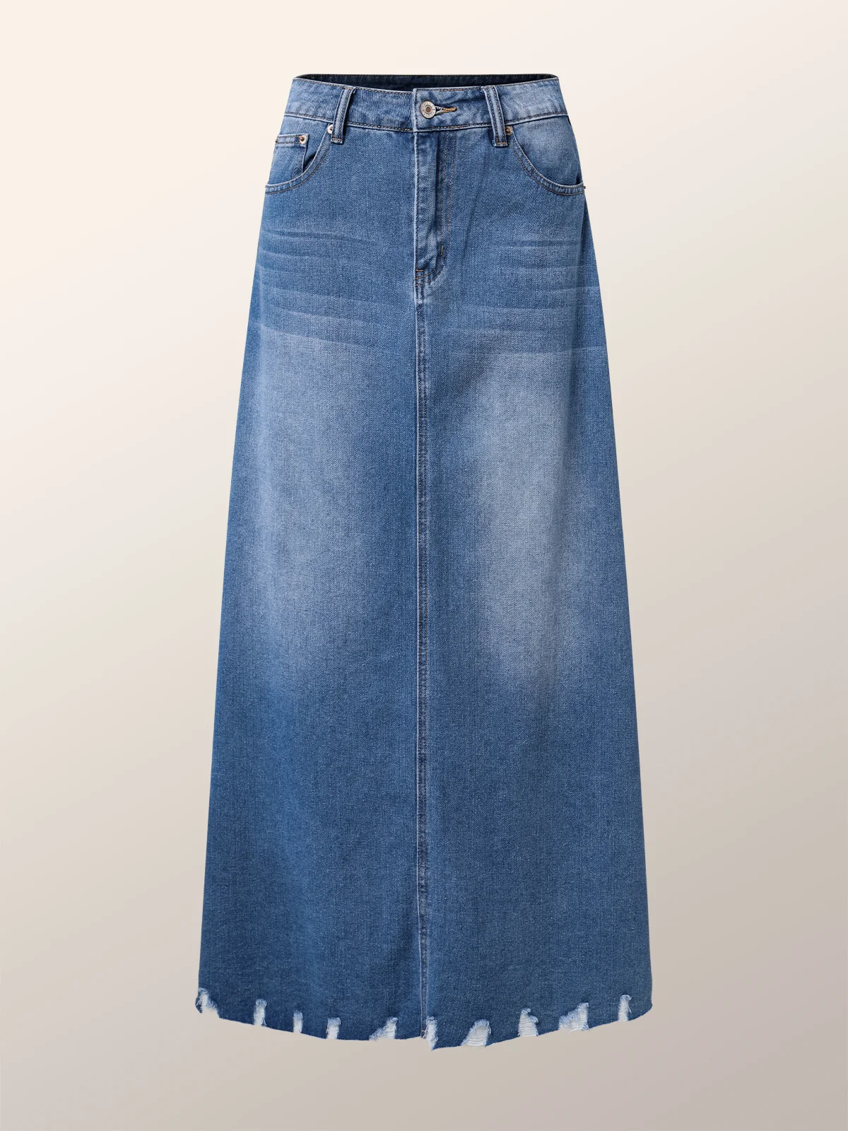 Lightweight Urban Plain Loose Denim Long Skirt