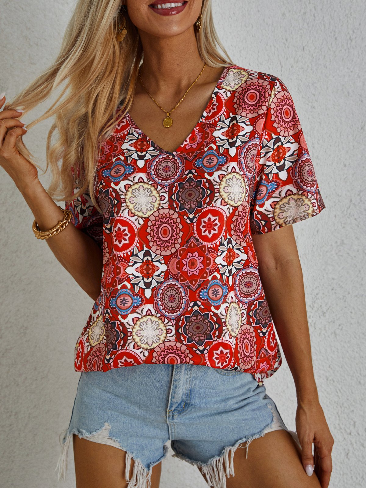 Boho Short Sleeve Top