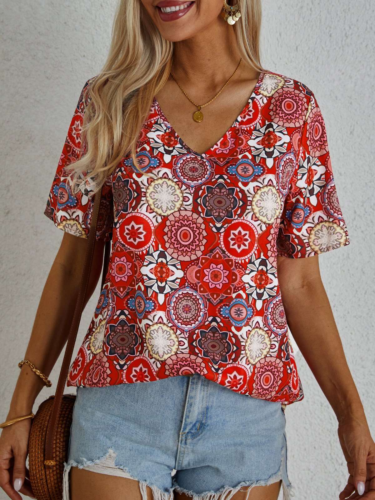 Boho Short Sleeve Top