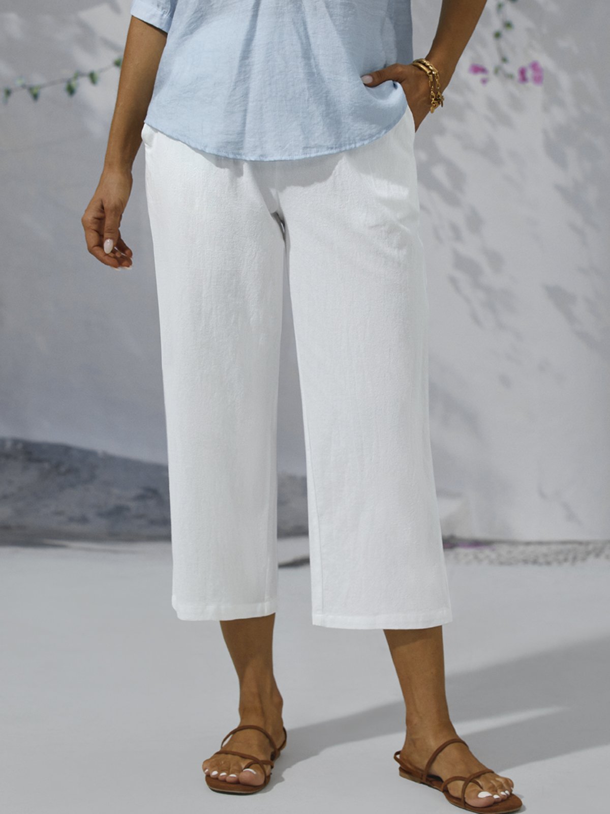 Paneled Linen Casual Pants