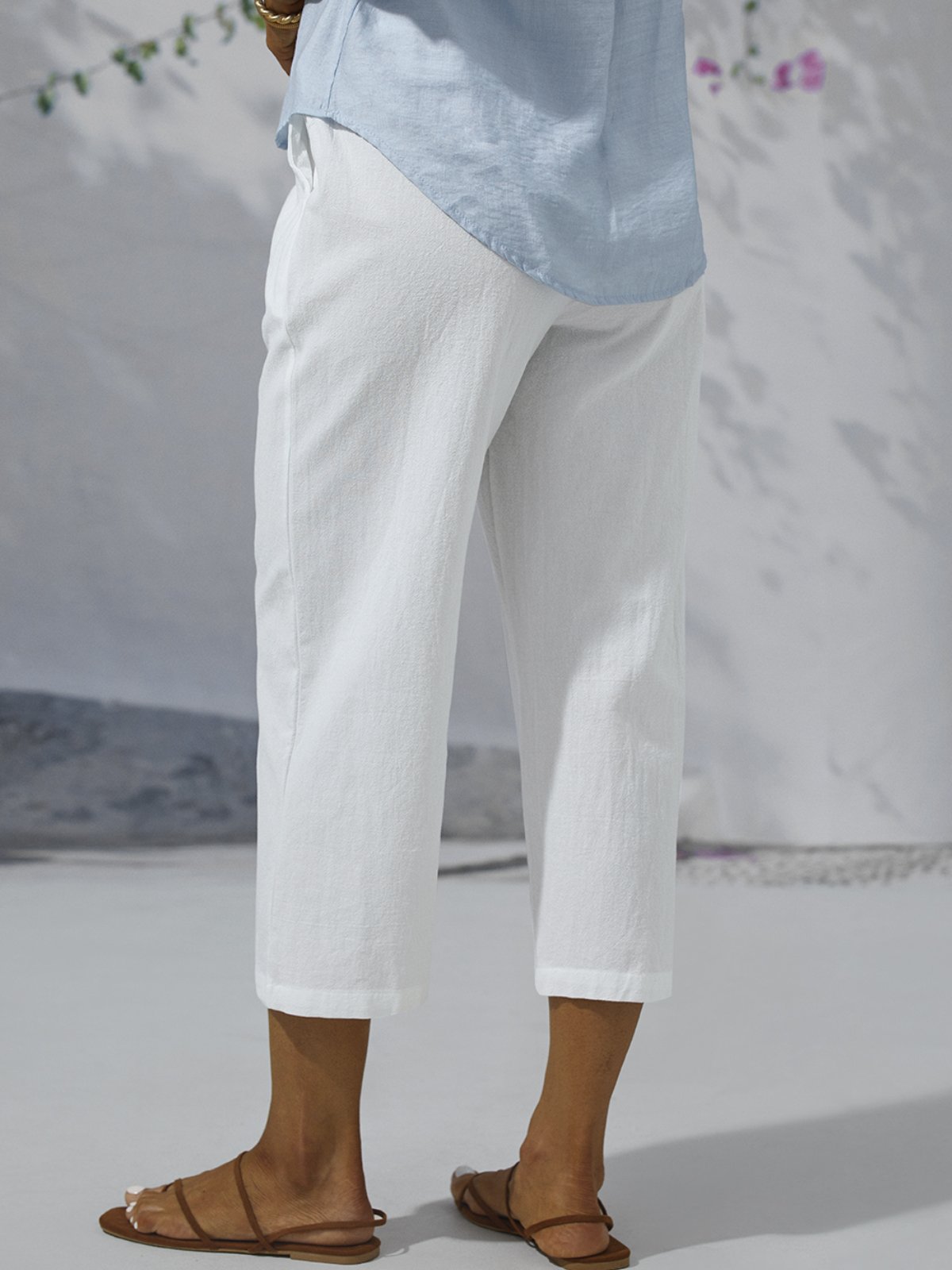 Paneled Linen Casual Pants