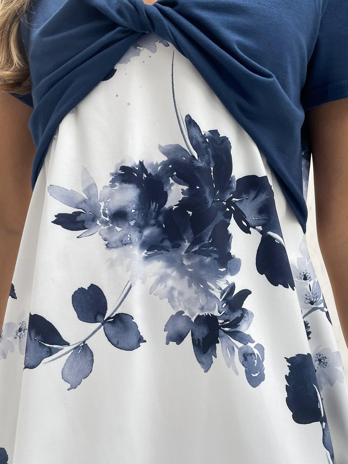 Jersey Casual Floral V Neck Dress