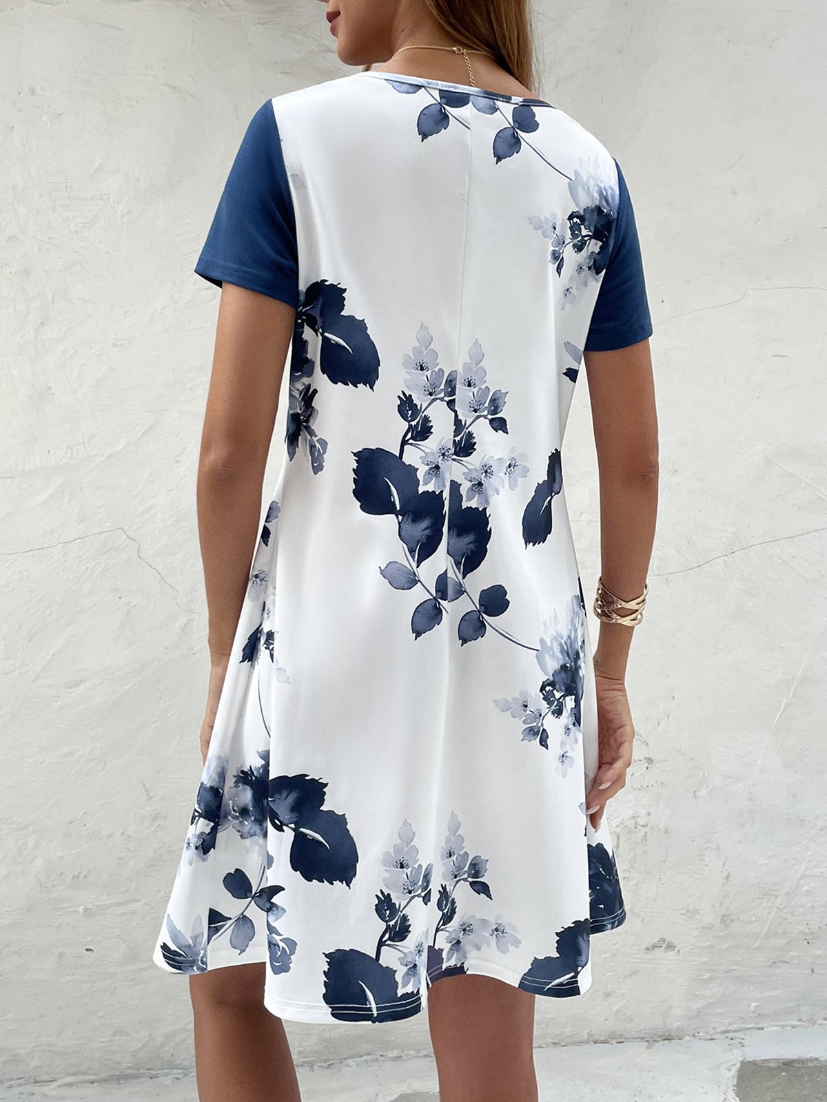 Jersey Casual Floral V Neck Dress