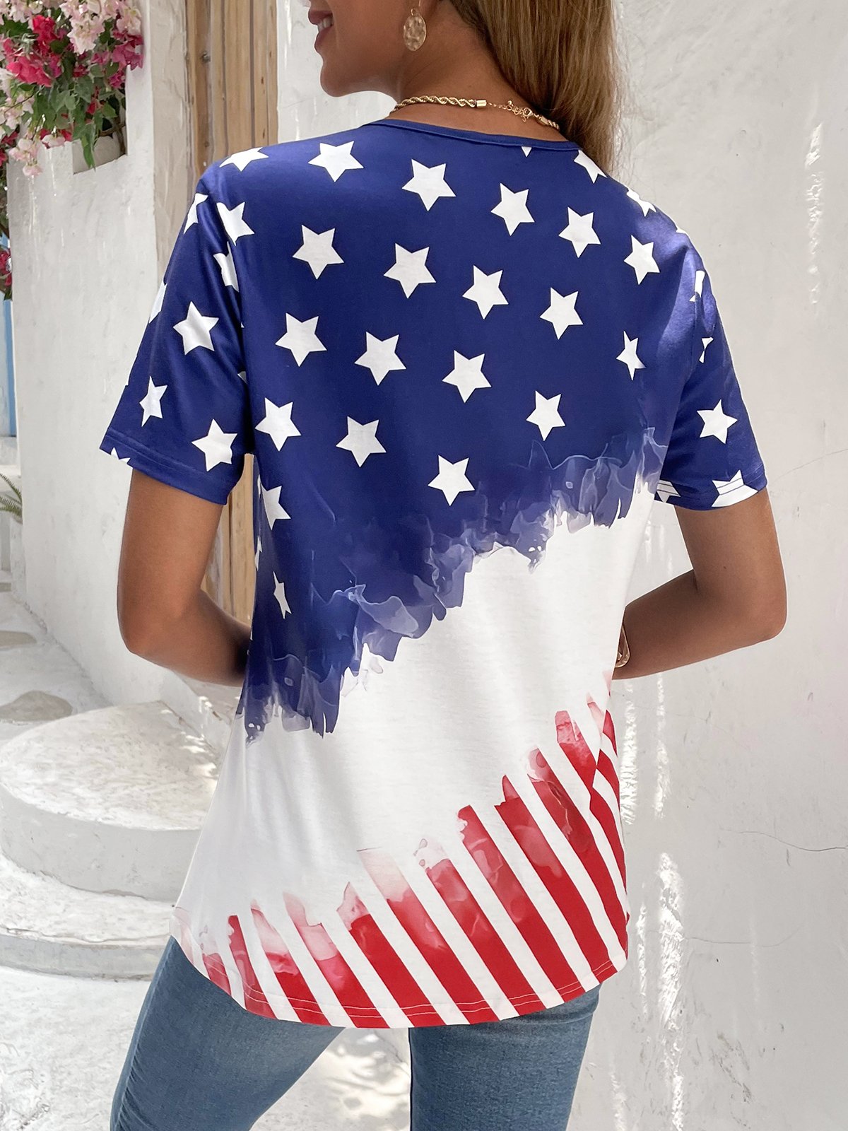 Casual Buckle Independence Day Jersey Shirt