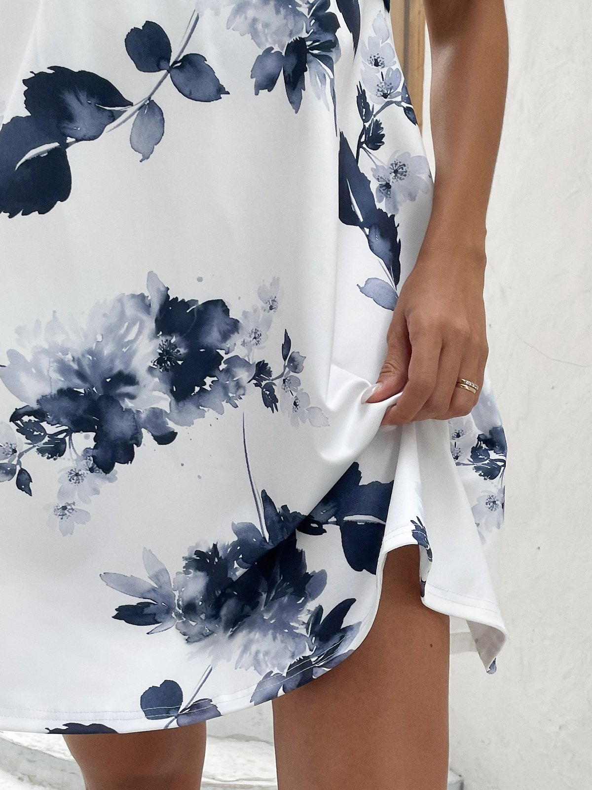 Jersey Casual Floral V Neck Dress