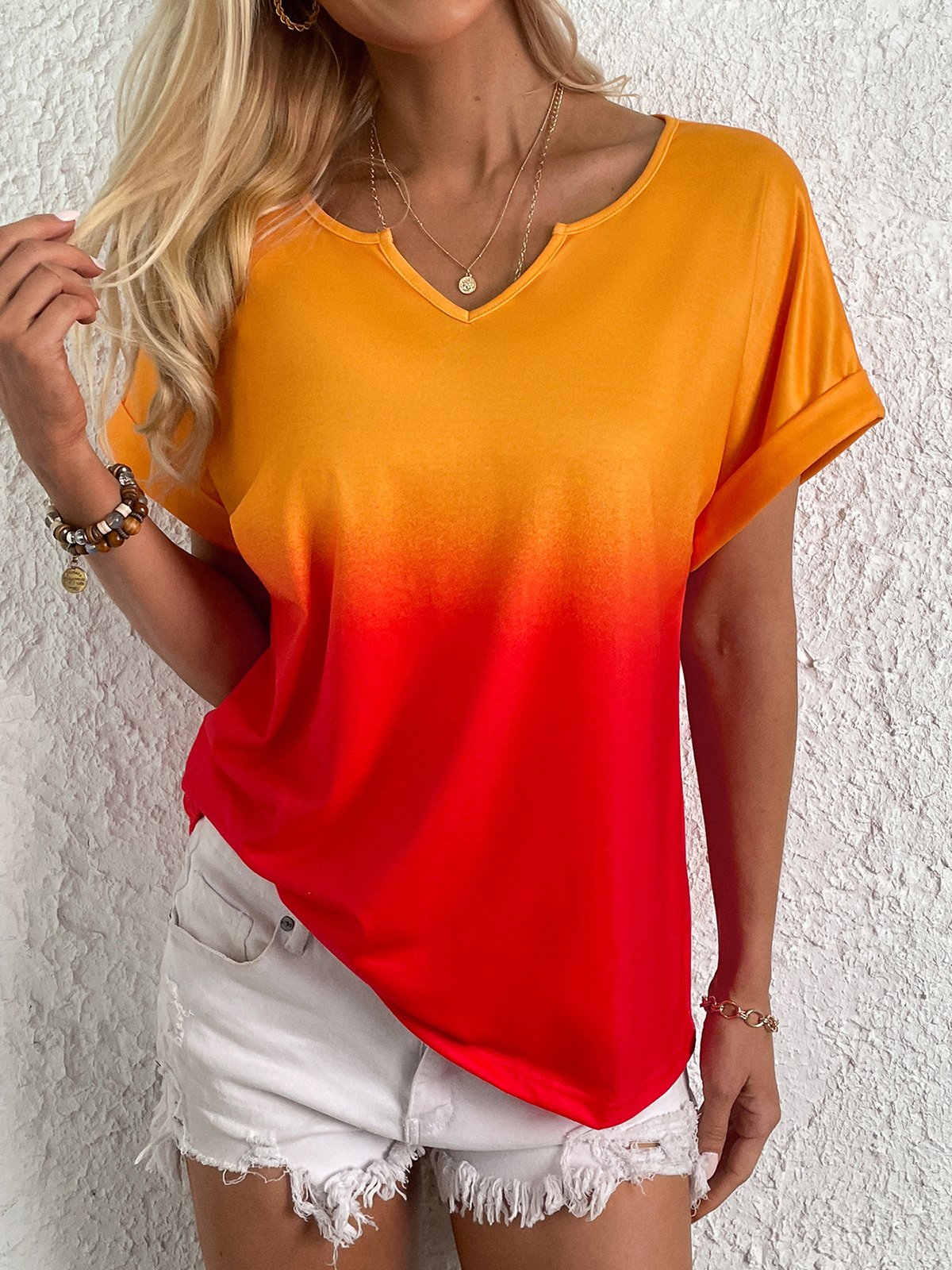 Ombre Notched Casual Shirt