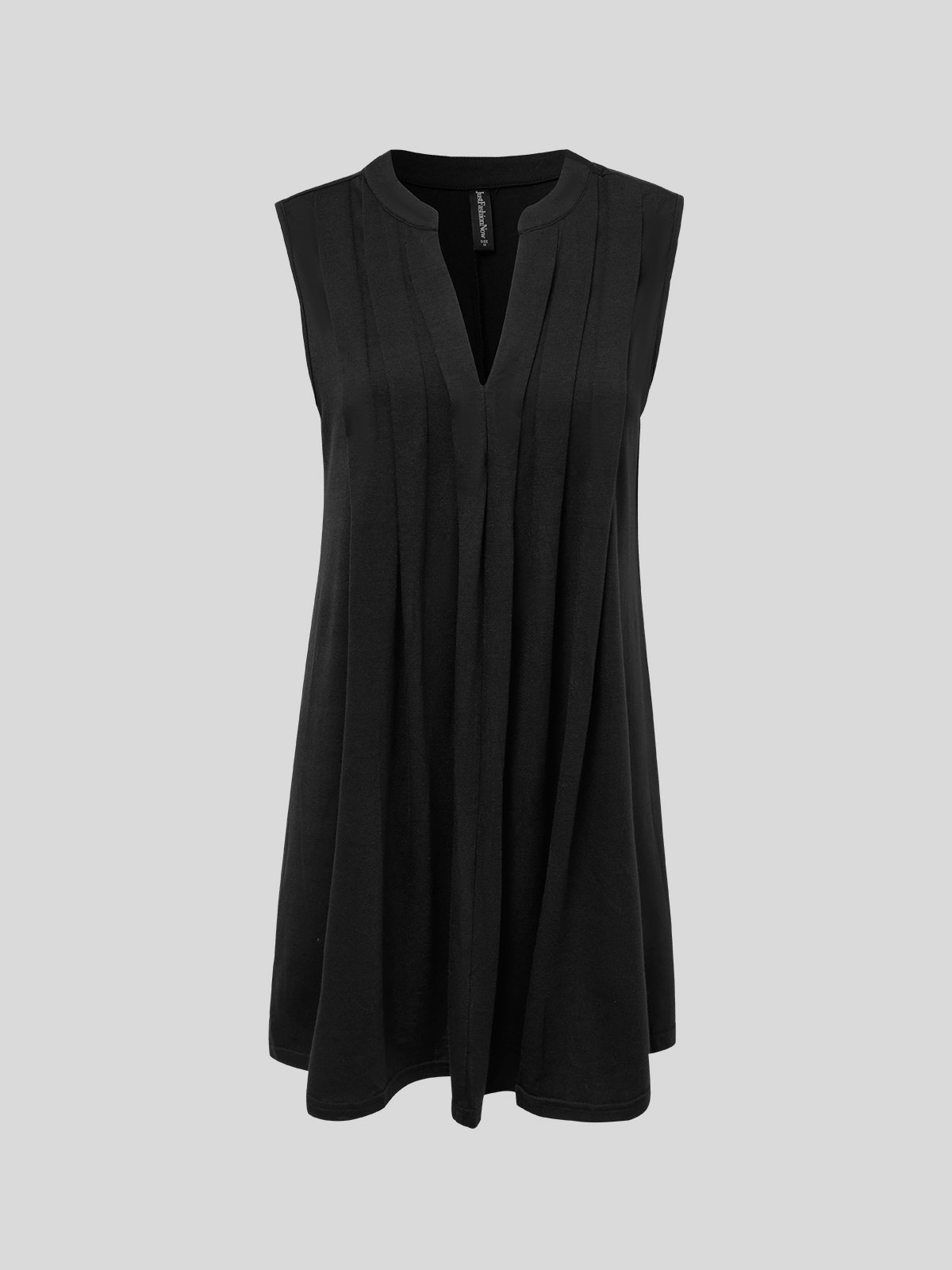 Women Mini Dress V Neck Casual Plain Loose Sleeveless Short Dress