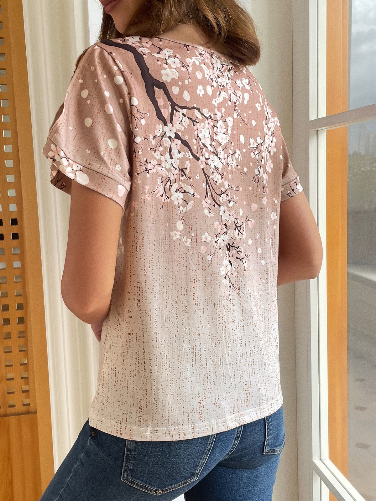 Floral Casual Jersey Loose Shirt