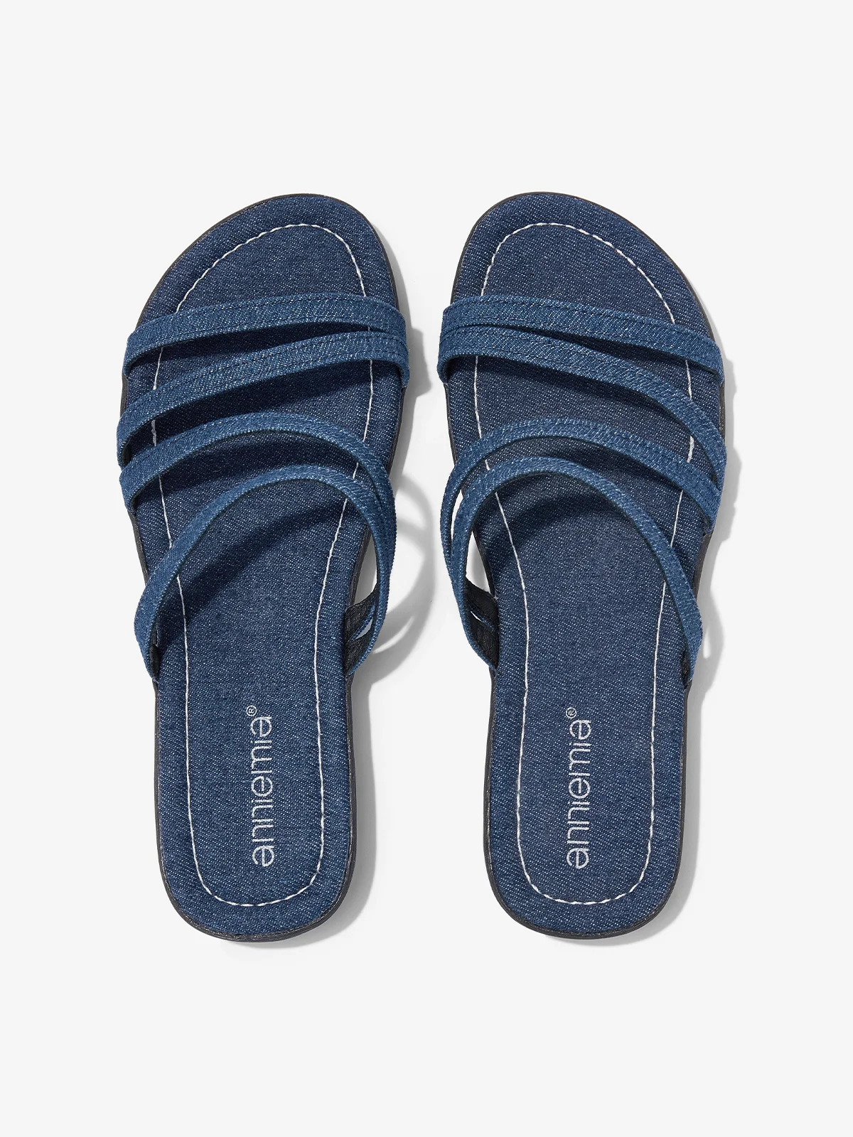Denim Blue Straps Comfy Slide Sandals