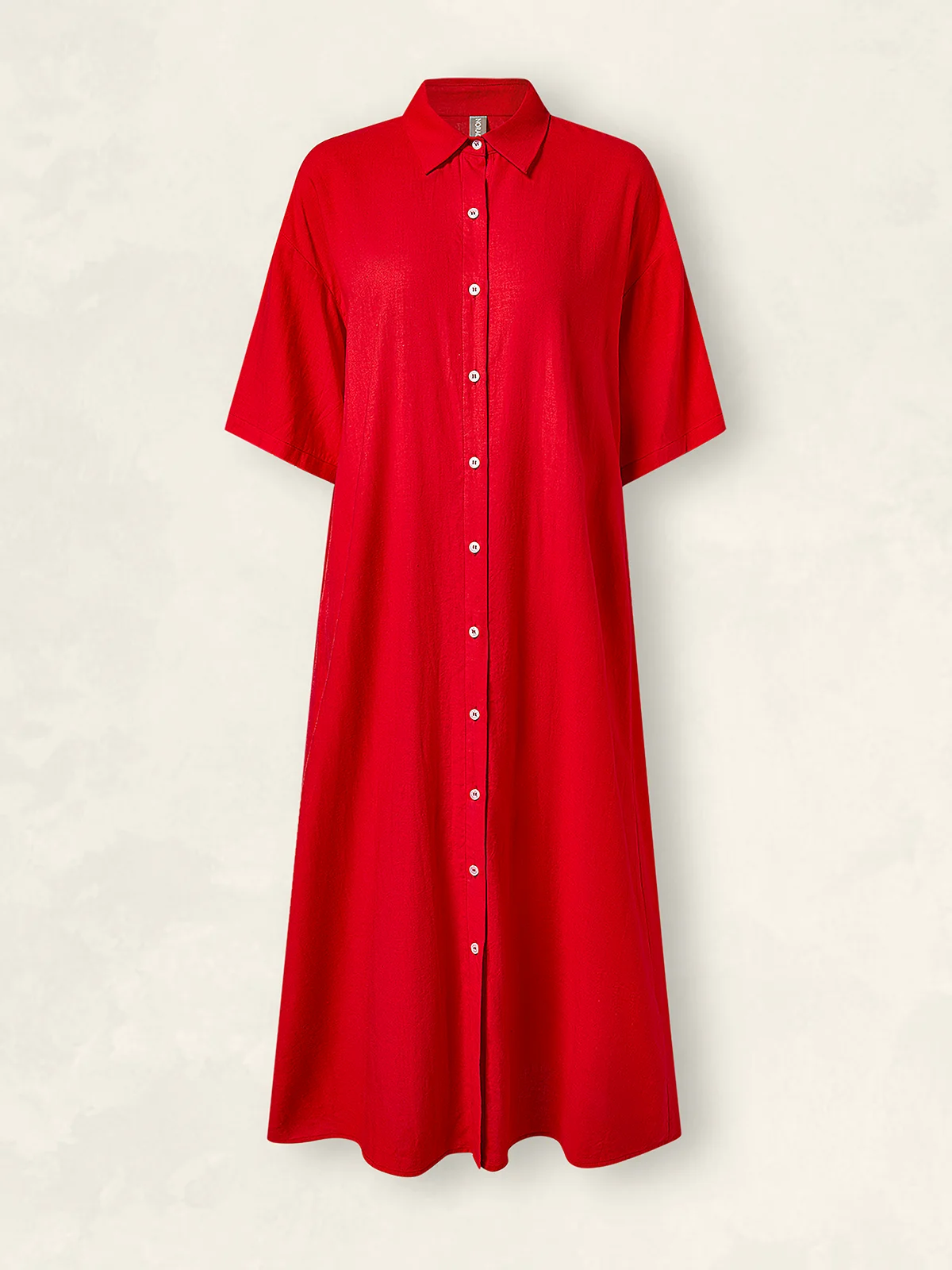 Women Plain Shirt Collar Half Sleeve Comfy Casual Maxi Dress