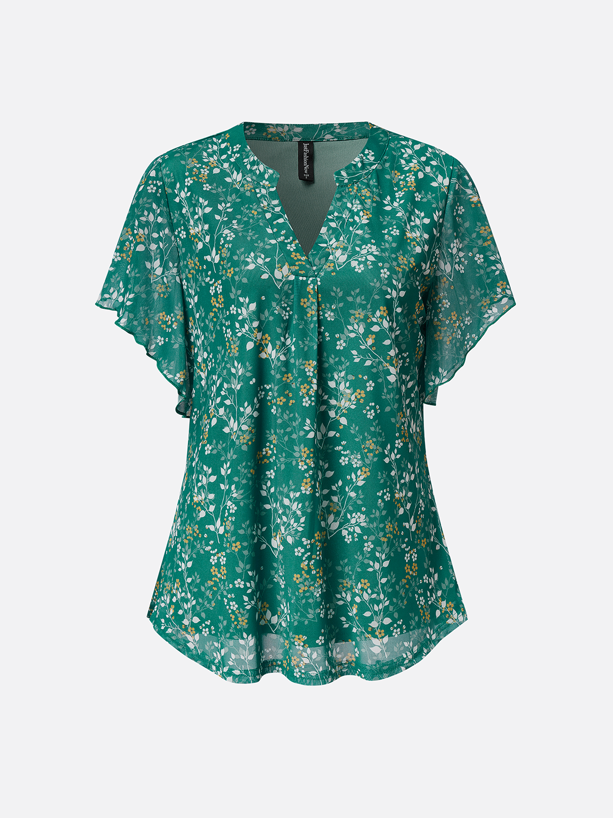 V Neck Short Sleeve Floral Regular Micro-Elasticity Loose Shirt For Women