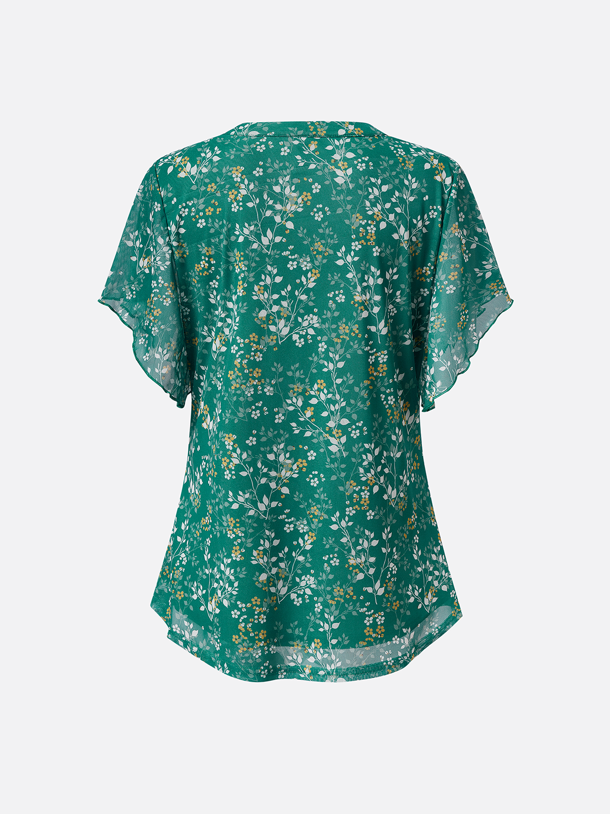 V Neck Short Sleeve Floral Regular Micro-Elasticity Loose Shirt For Women