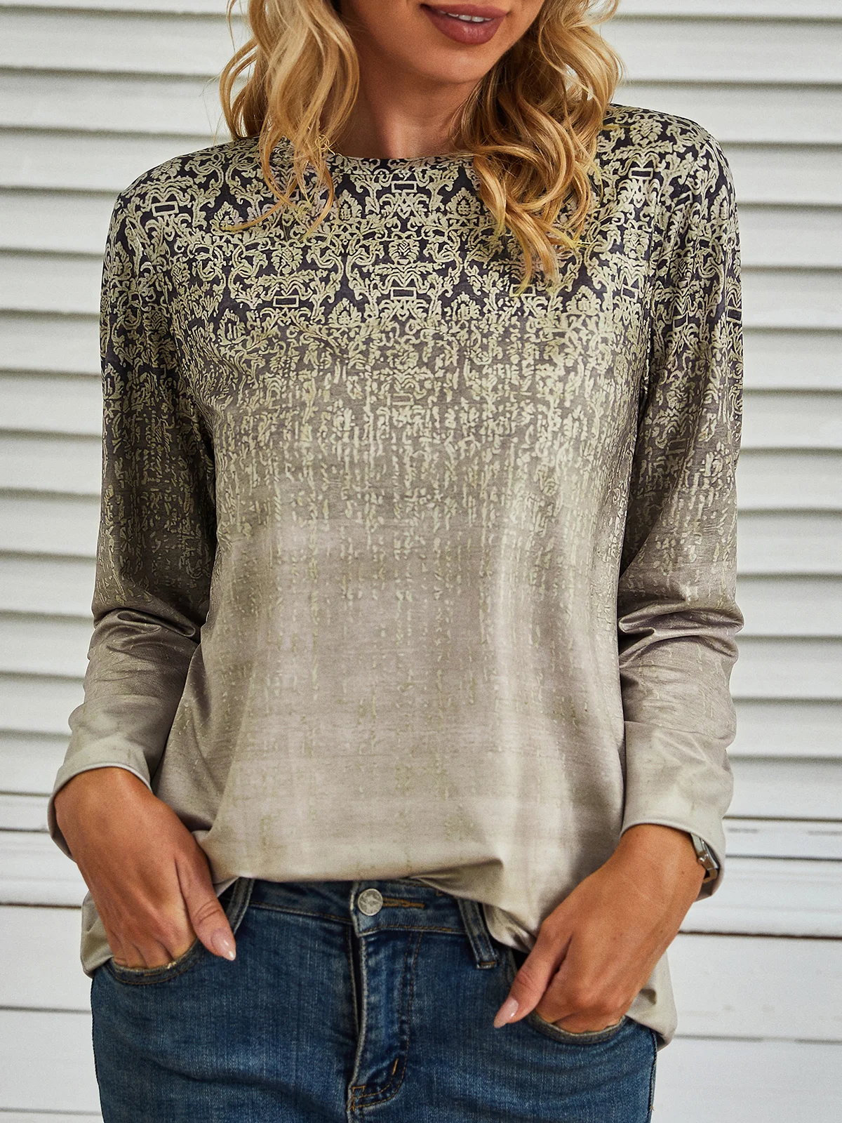 Printed Long Sleeve Casual T-Shirt