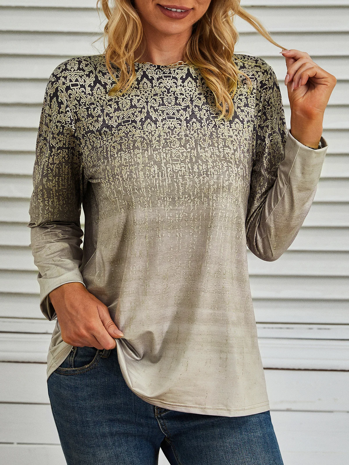 Printed Long Sleeve Casual T-Shirt