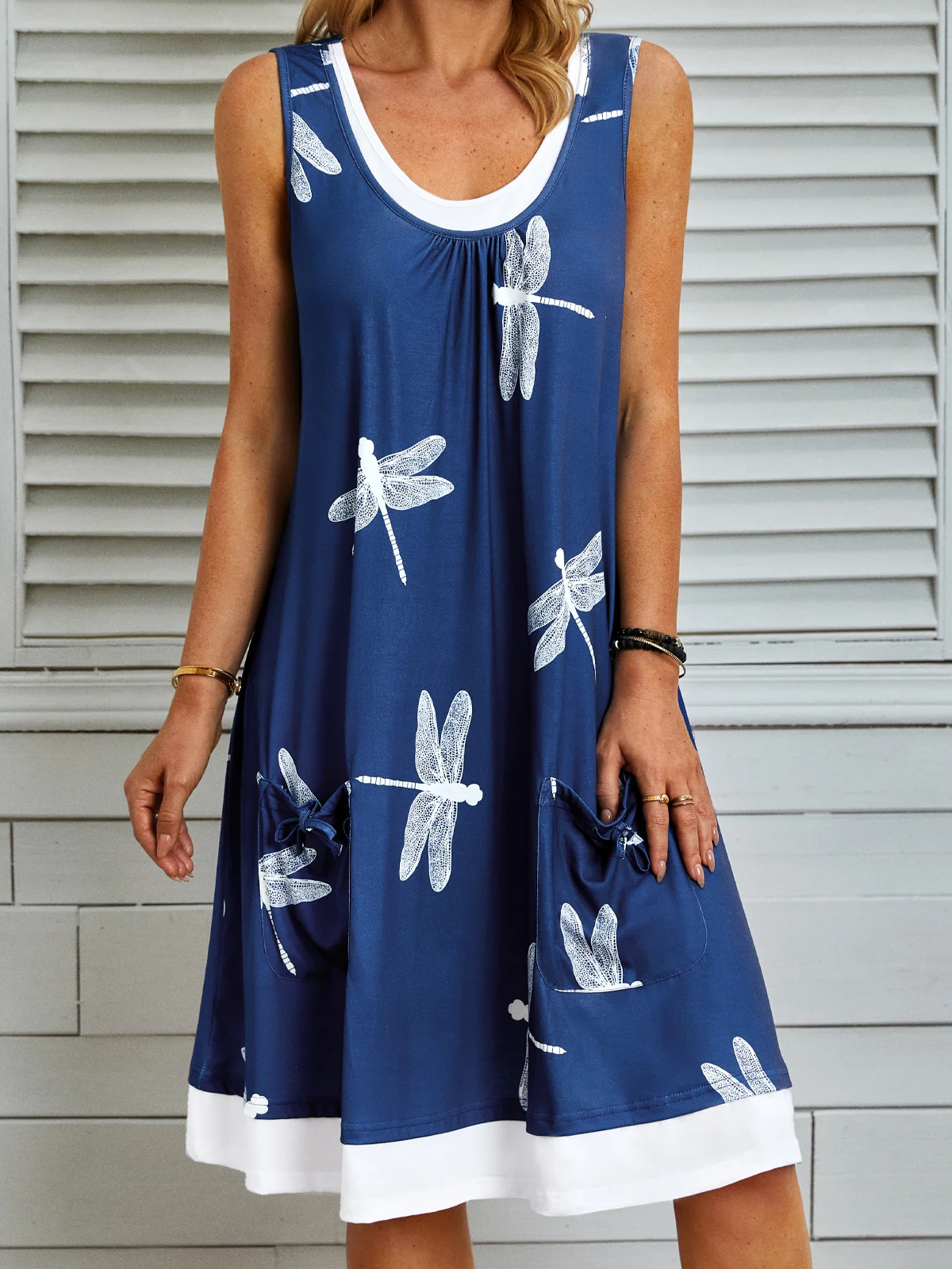 Crew Neck Sleeveless Dress