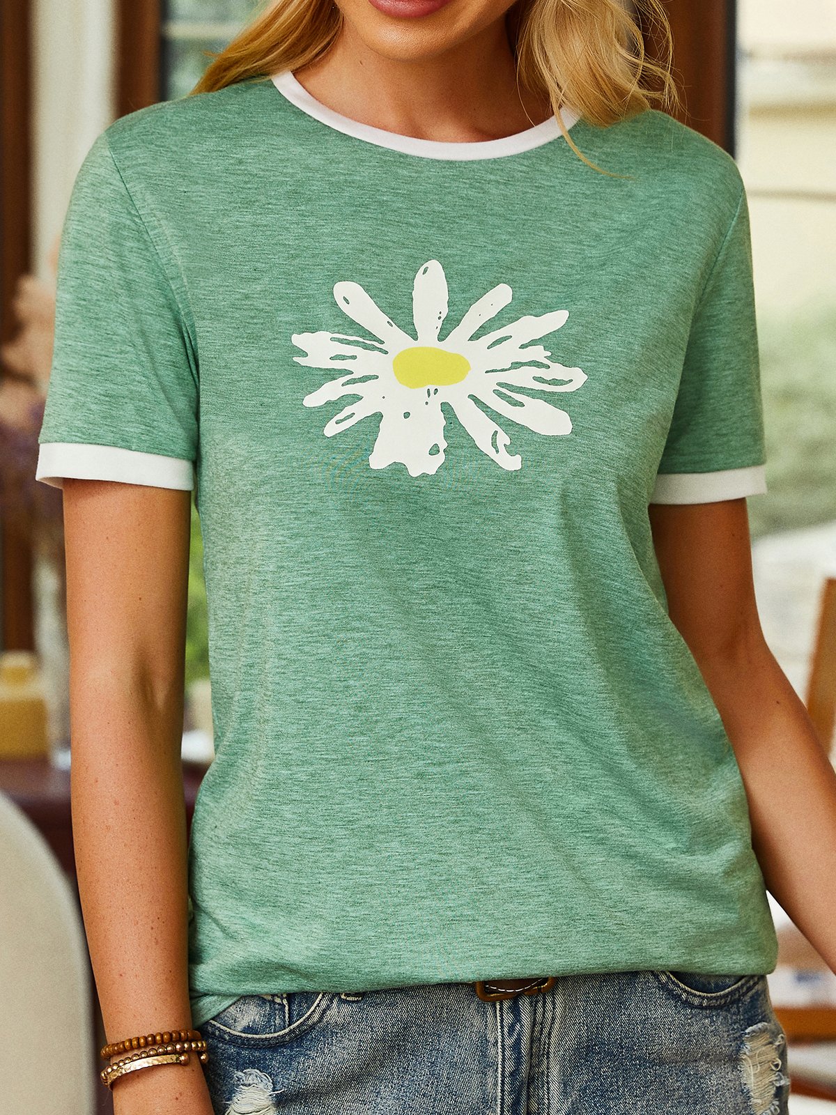 Green Short Sleeve Crew Neck T-shirt