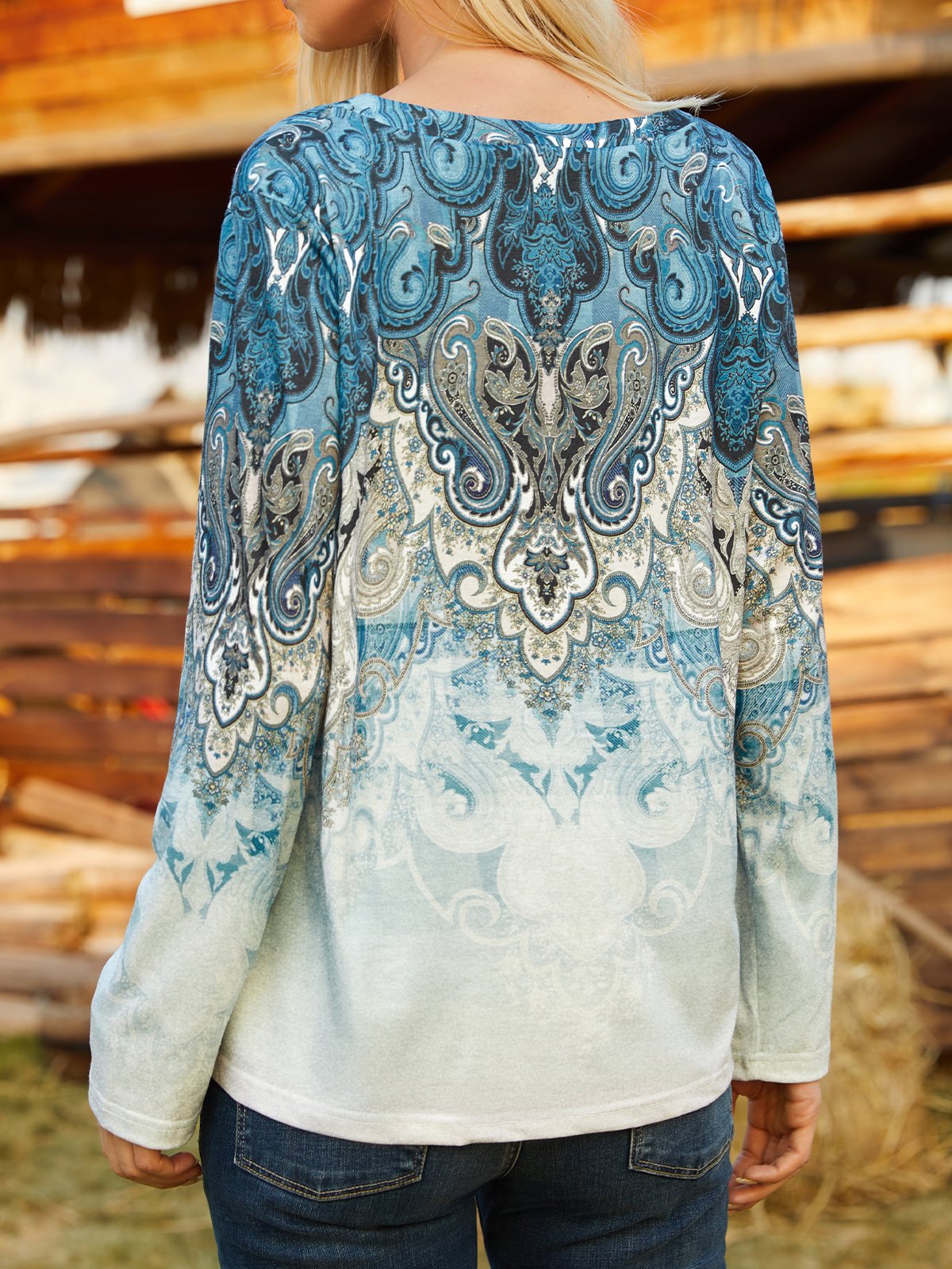 Ethnic Boho Notched Tee