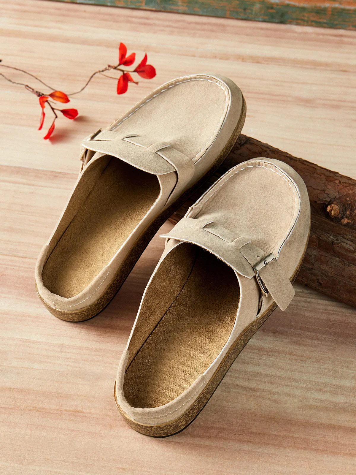 Women Soft Sole Casual Comfy Leather Slip On Sandals