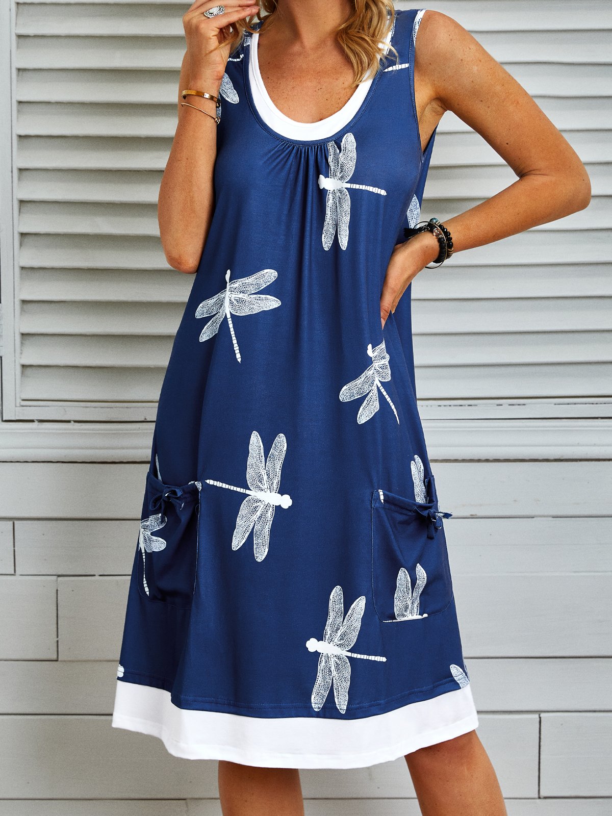 Crew Neck Sleeveless Dress