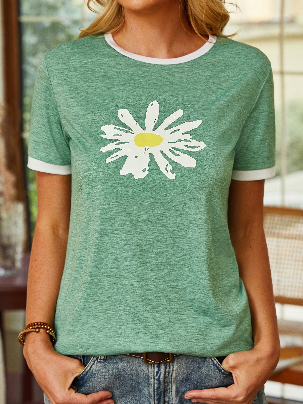 Green Short Sleeve Crew Neck T-shirt