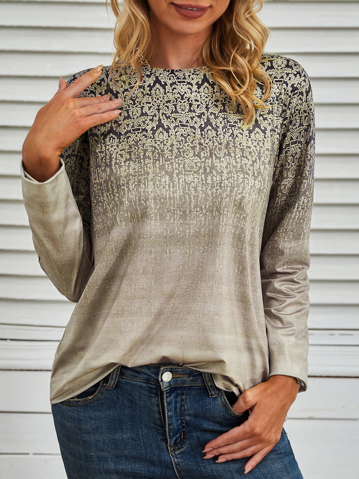 Printed Long Sleeve Casual T-Shirt