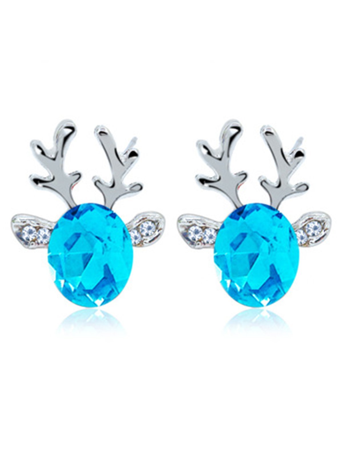 Women Crystal Gem Antler Earrings Fashion Christmas Gift Elk Earrings