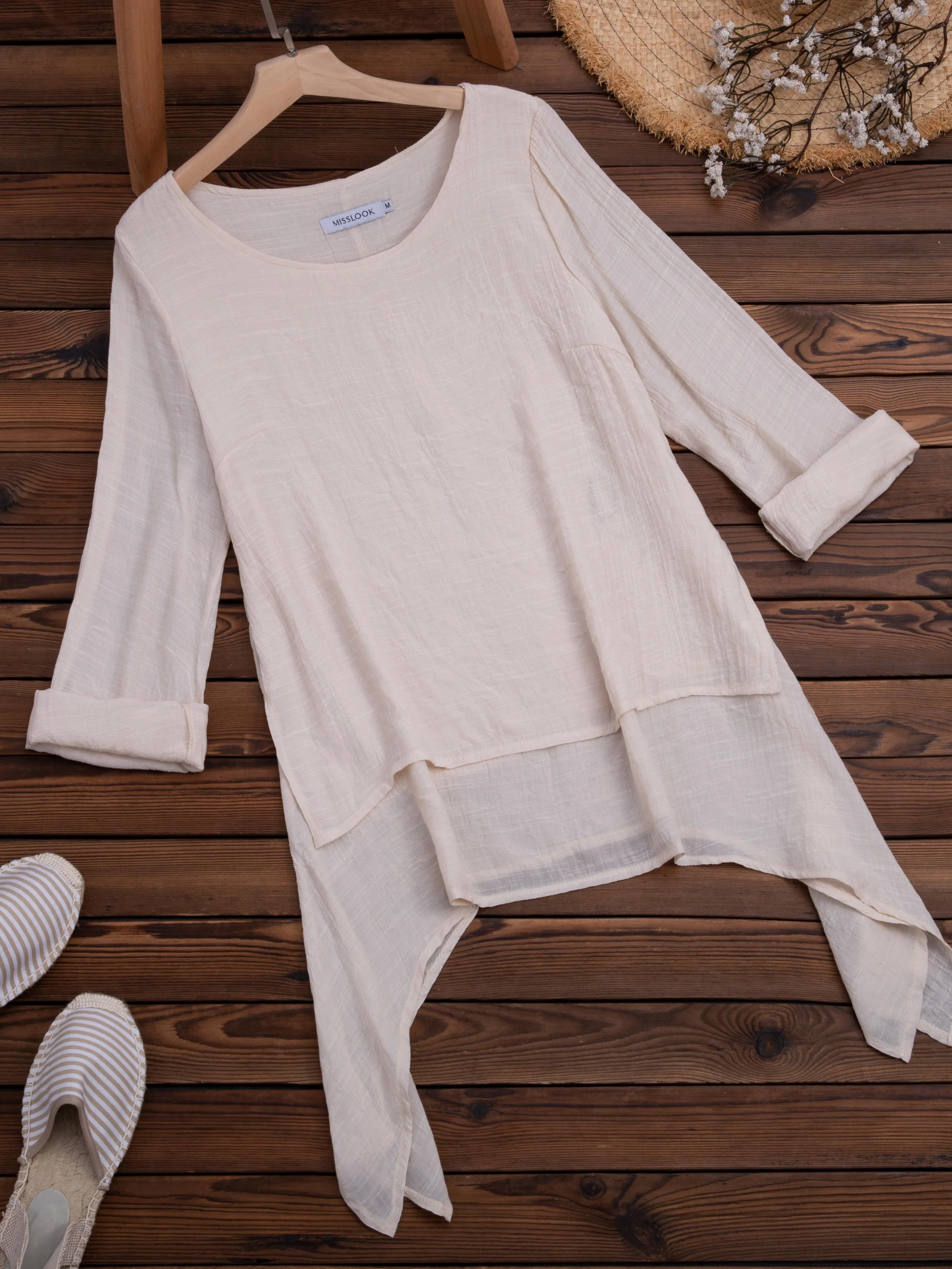 Casual Long Sleeve Crew Neck Blouse