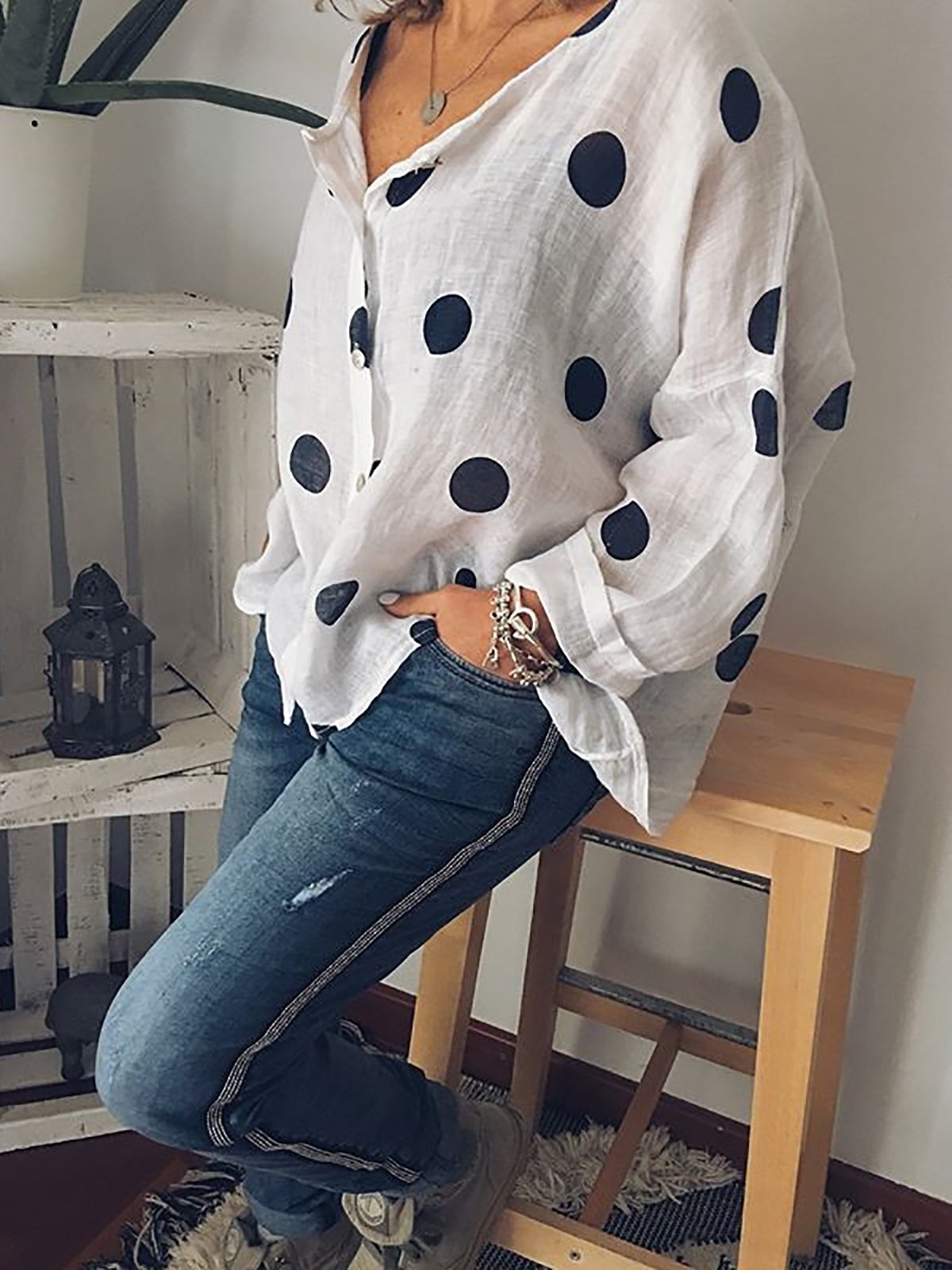 Polka Dots Long Sleeve Shirt