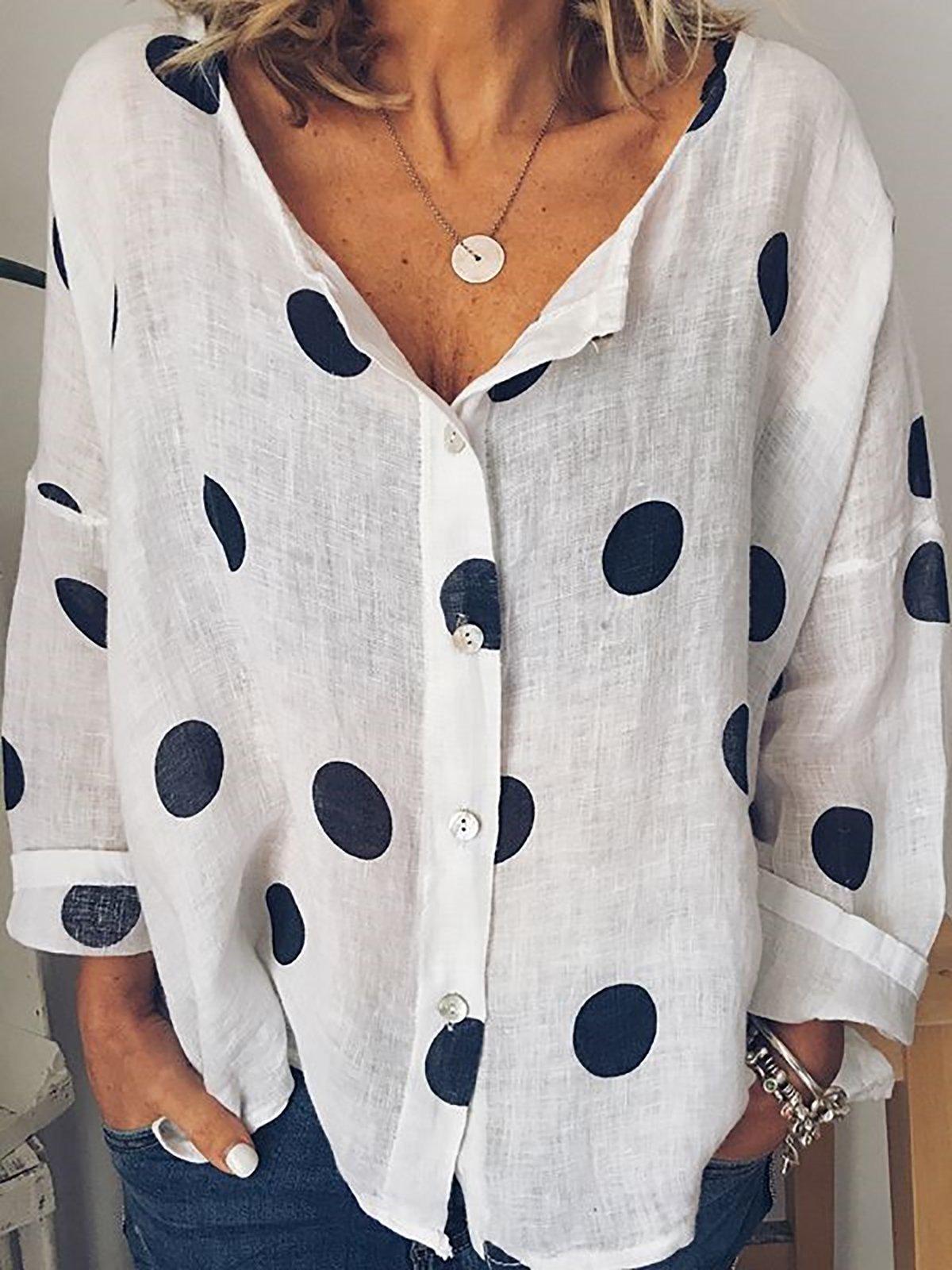 Polka Dots Long Sleeve Shirt