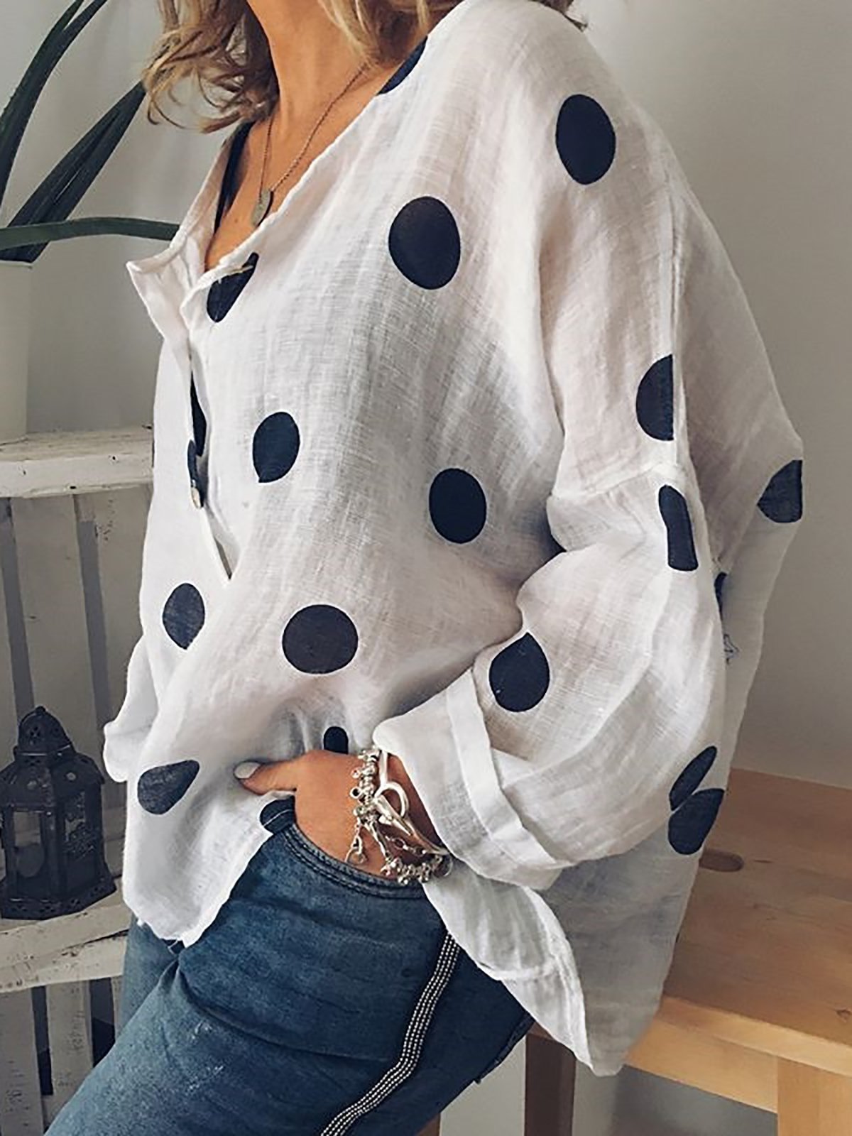 Polka Dots Long Sleeve Shirt