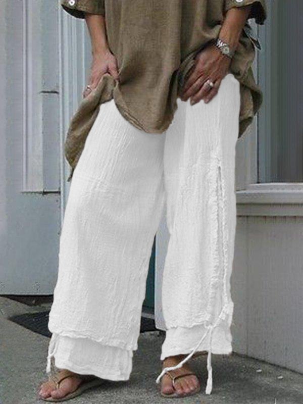 Women Linen Casual Pants Solid Cotton Summer Bottoms