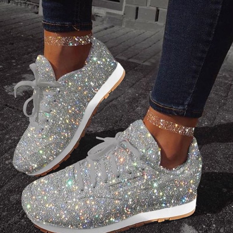 Women Muffin  Rhinestone New Crystal  Platform Sneakers