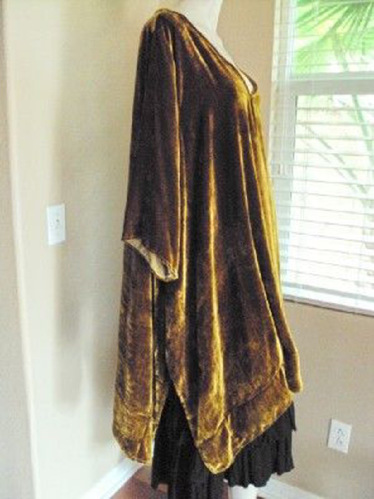 Women Gold Brown Casual 3/4 Sleeve Knitting Dress