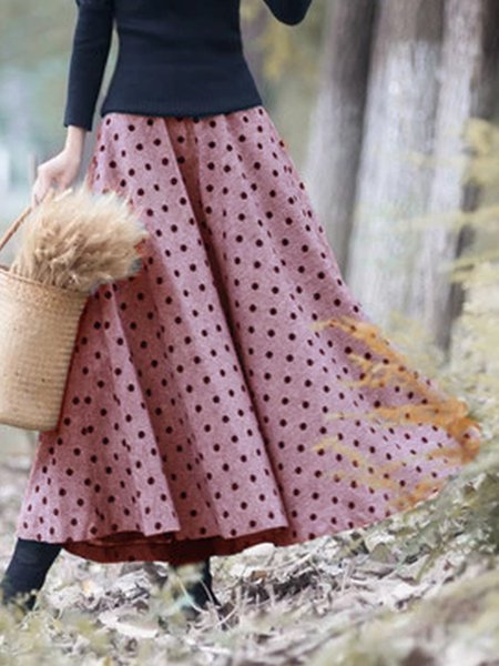 Daily Cotton Polka Dots Vintage Skirt