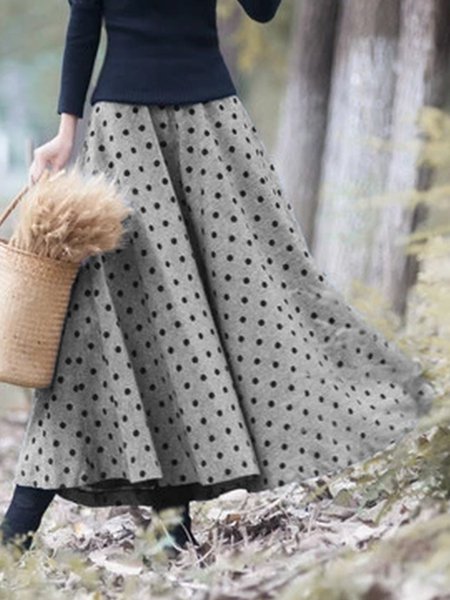 Daily Cotton Polka Dots Vintage Skirt