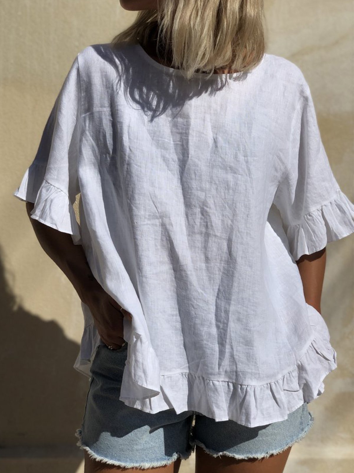 Cotton-Blend Vintage Half Sleeve T-shirt